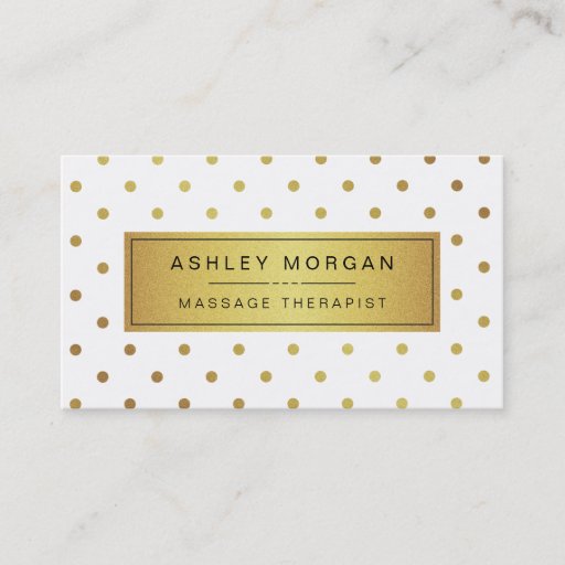 Customizable Massage Therapist - Cute Gold Polka Dots Business Card Template