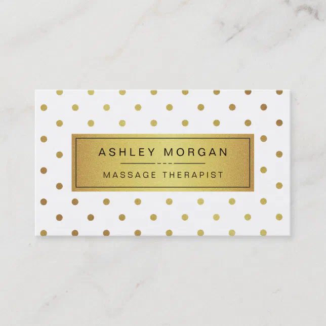 Massage Therapist Cute Gold Polka Dots Business Card Zazzle