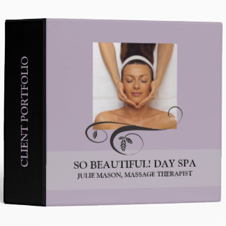 Massage Therapist Day Spa Client Portfolio 3 Ring Binder