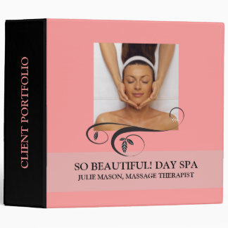 Massage Therapist Day Spa Client Portfolio (Pink) 3 Ring Binder