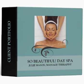 Massage Therapist Day Spa Client Portfolio (teal) Binder by lifethroughalens at Zazzle