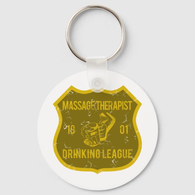 Massage Therapist Drinking League Keychain (Front)