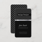 Massage Therapist - Elegant Black Checkered Business Card (Front/Back)
