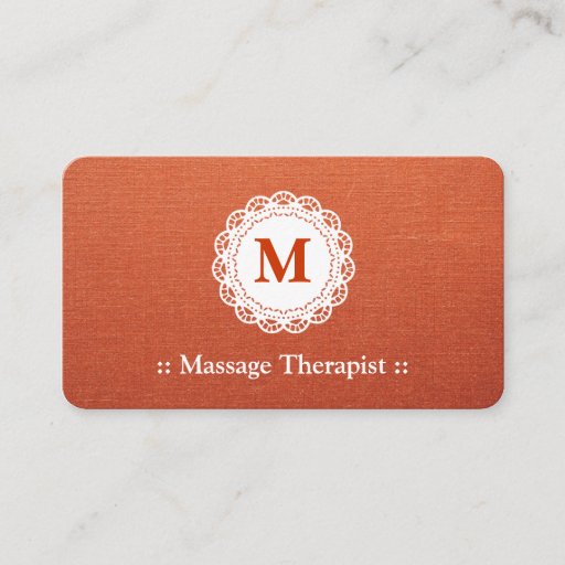 Customizable Massage Therapist Elegant Lace Monogram Business Cards