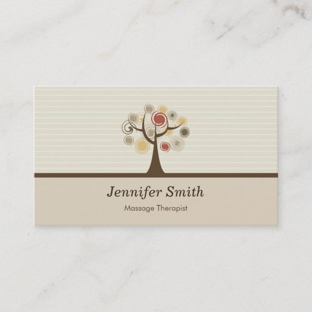 Massage Therapist - Elegant Natural Theme Business Card (Front)