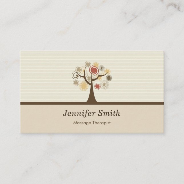 Massage Therapist - Elegant Natural Theme Business Card (Front)