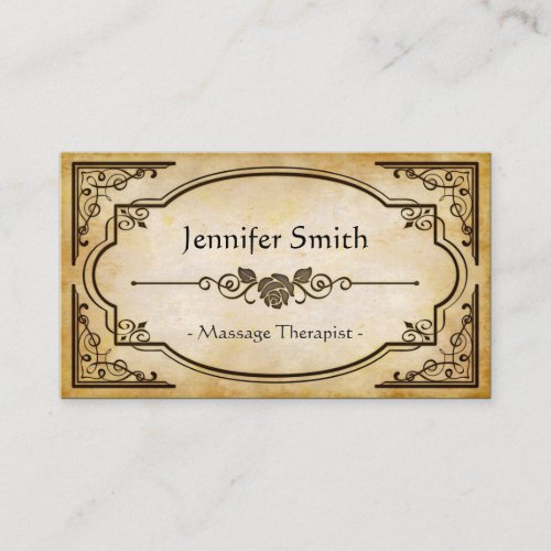 Massage Therapist - Elegant Vintage Antique Business Cards