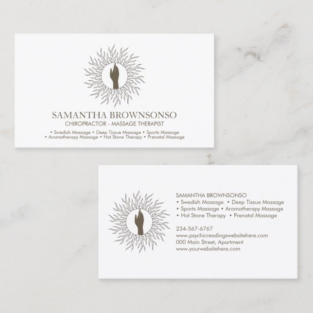 Massage Therapist Energy Healing Business Card (Front/Back)