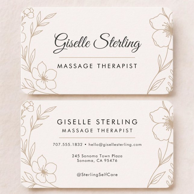 Massage Therapist Floral Business Card (Creator Uploaded)