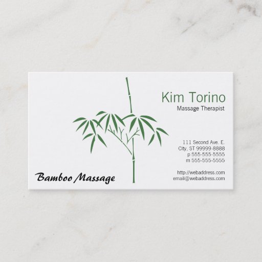Customizable Massage Therapist Garden Bamboo Business Cards