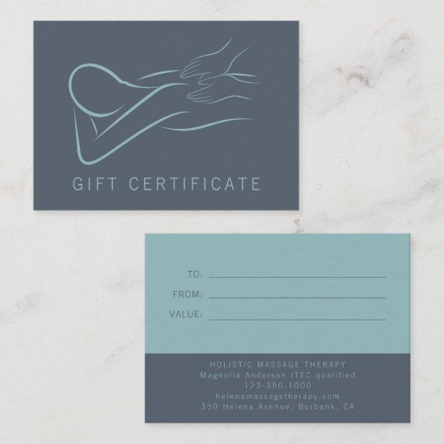 Massage Therapist Gift Certificate with Envelope Note Card (Front/Back)