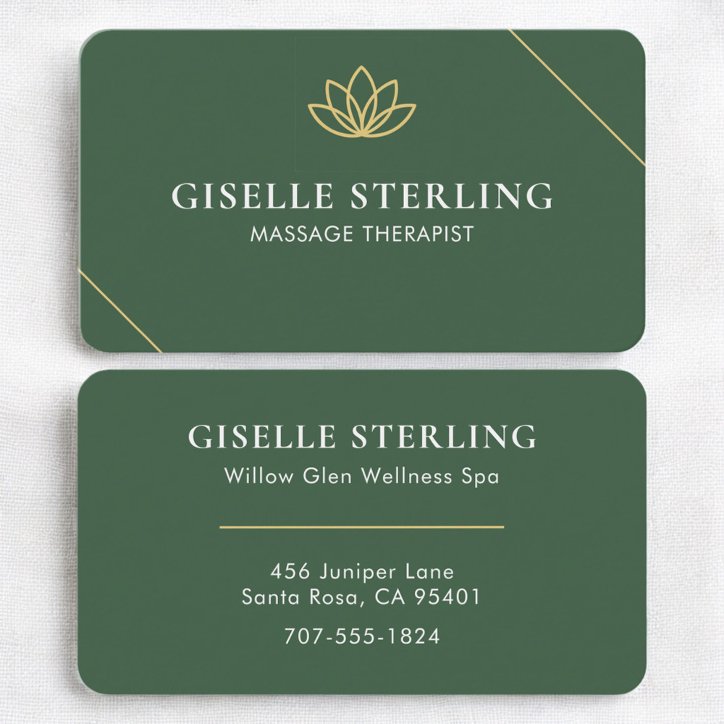 Massage Therapist Green Lotus Professional Business Card