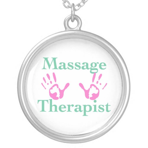 Massage Therapist Hand Prints Silver Plated Necklace