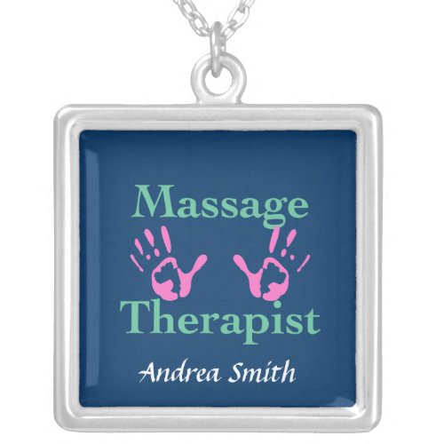 Massage Therapist Hand Prints Silver Plated Necklace