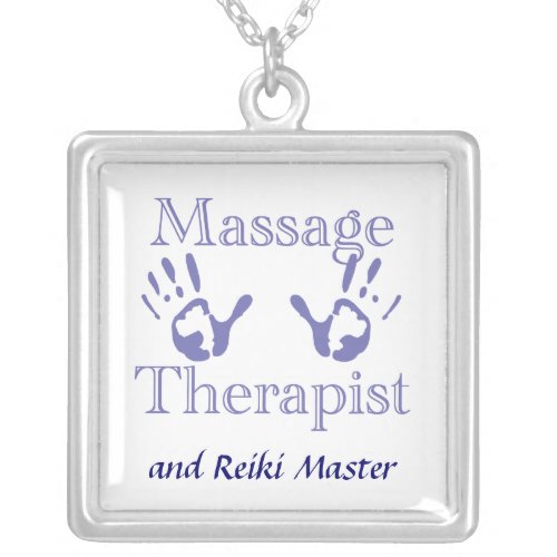 Massage Therapist Hand Prints Silver Plated Necklace