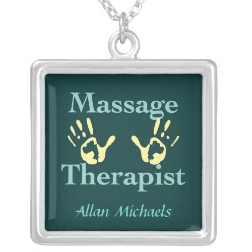 Massage Therapist Hand Prints Silver Plated Necklace