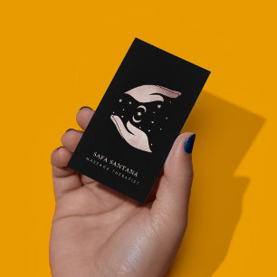 Massage Therapist Healing Hands Rose Gold Glitter Business Card