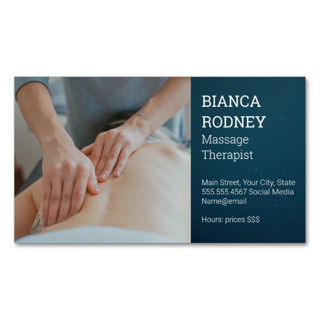 Massage Therapist | Health and Wellness Business Card Magnet (Front)
