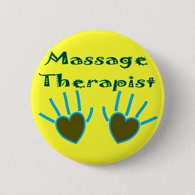 Massage Therapist Heart Hands Gifts Button (Front)