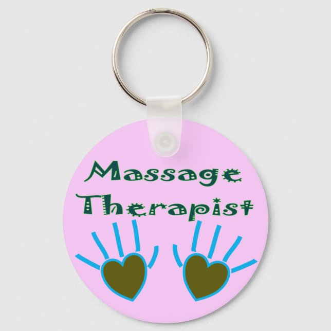 Massage Therapist Heart Hands Gifts Keychain (Front)