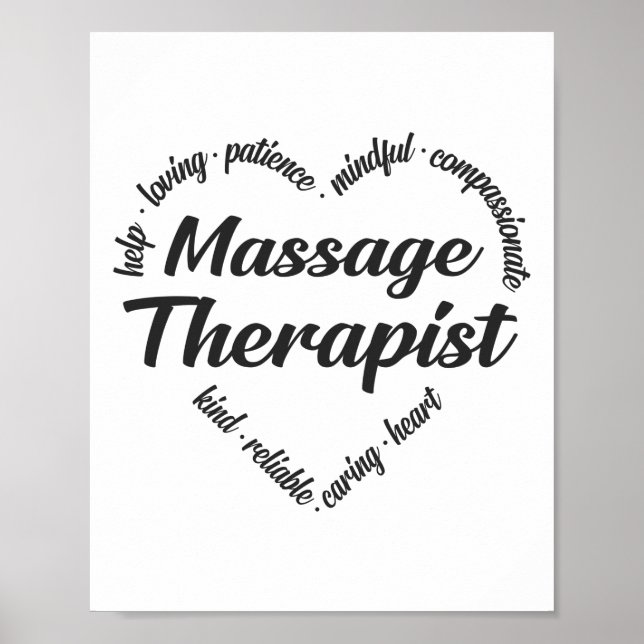 Massage Therapist Heart Word Cloud Poster (Front)