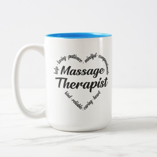 Massage Therapist Heart Word Cloud Two_Tone Coffee Mug