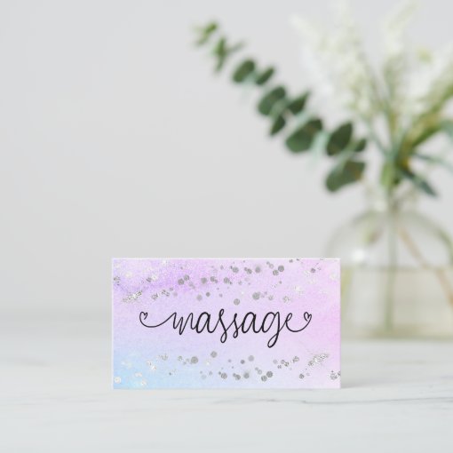 Massage Therapist Hearts Glitter Pastel Business Card Zazzle 3080