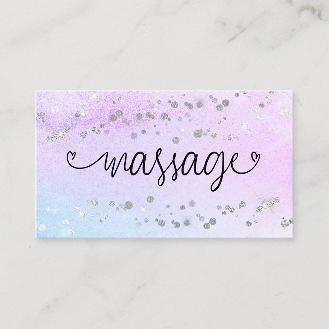 Massage Therapist Hearts Glitter Pastel Business Card Zazzle 8307