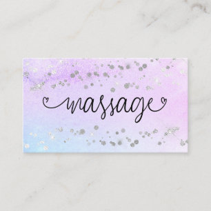 *~* Massage Therapist Hearts Glitter Pastel Business Card