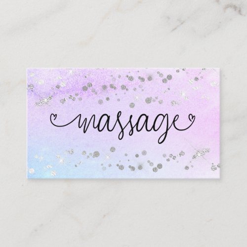  Massage Therapist Hearts Glitter Pastel Business Card