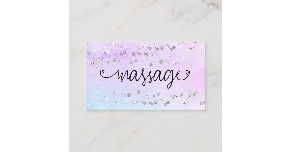 Massage Therapist Hearts Glitter Pastel Business Card Zazzle 1552