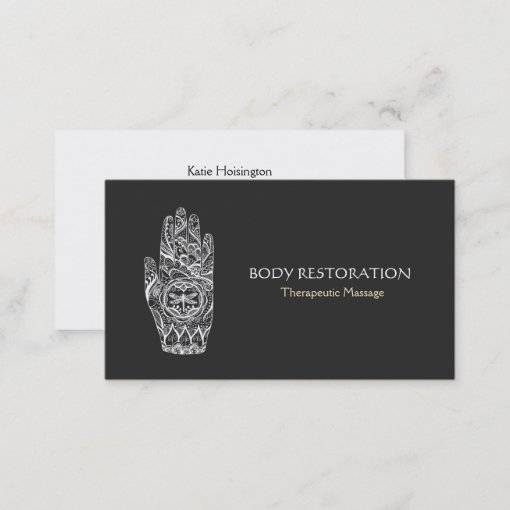 Massage Therapist Henna Dragonfly Tattoo Hand 5a Business Card Zazzle