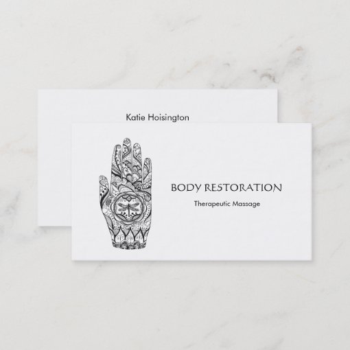 Massage Therapist Henna Dragonfly Tattoo Hand 7 Business Card Zazzle