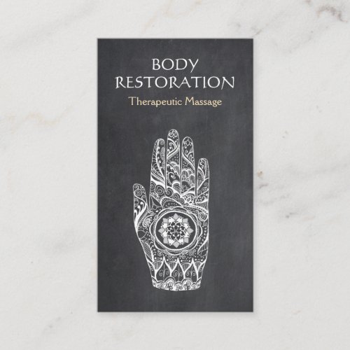 Massage Therapist Henna Lotus Tattoo Hand Business Card