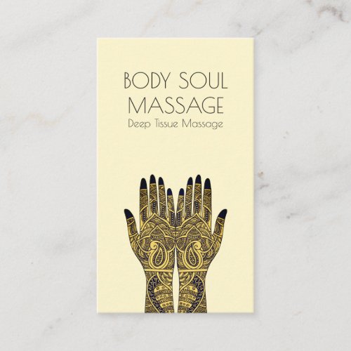 Massage Therapist Henna Mehndi Hands Business Card