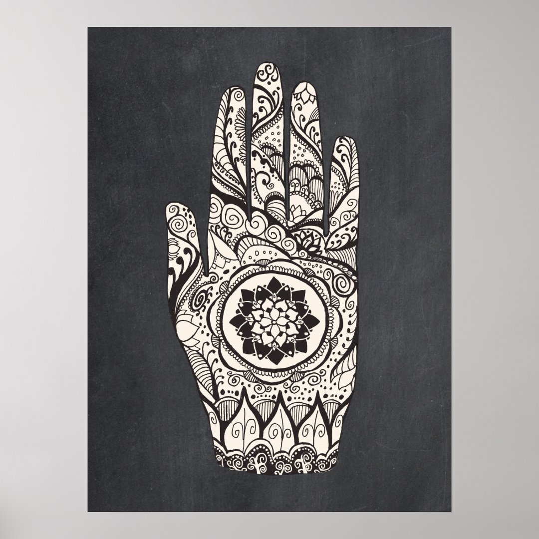 Massage Therapist Henna Tattoo Hand Lotus Art Poster Zazzle