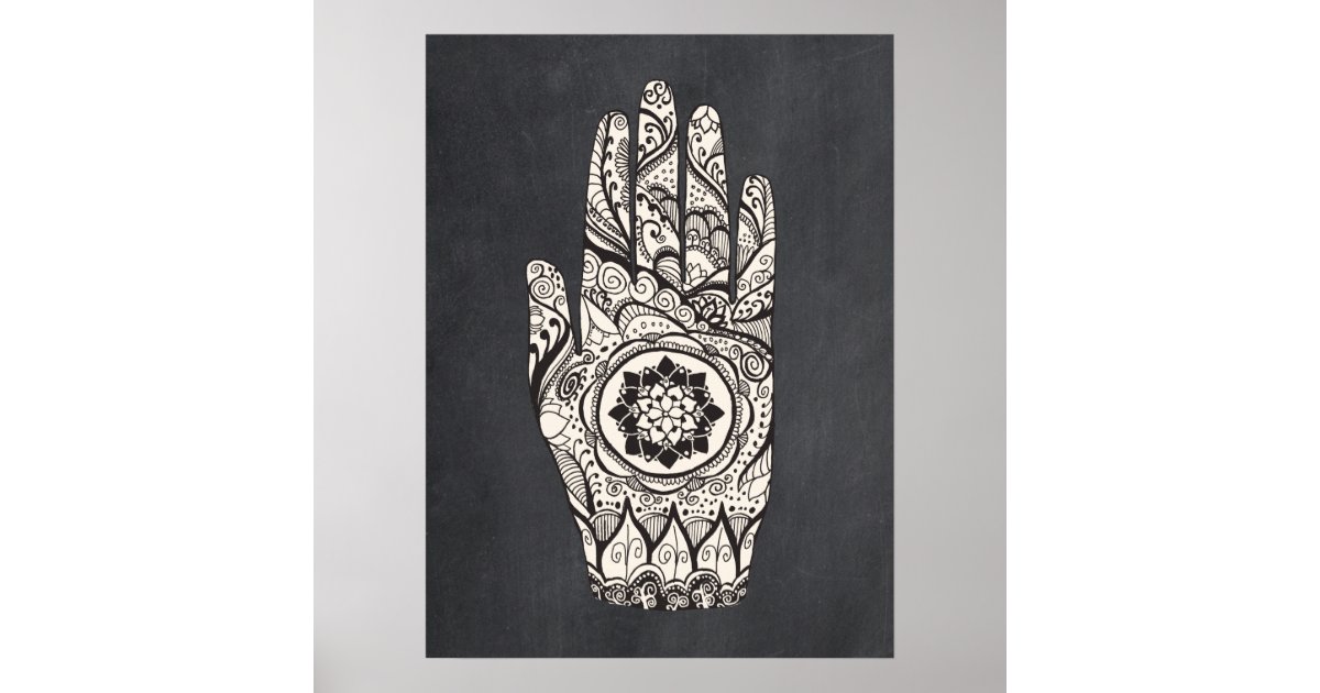 Massage Therapist Henna Tattoo Hand Lotus Art Poster Zazzle