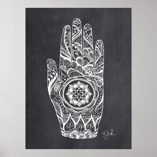 Massage Therapist Henna Tattoo Hand Lotus Poster