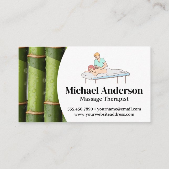 Massage Therapist in Session Business Card (Front)