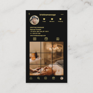 Massage Therapist Instagram Photo Grid QR Code Business Card