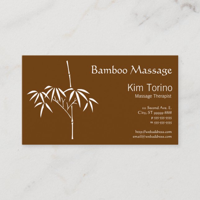 Massage Therapist Japanese Bamboo Business Card (Front)
