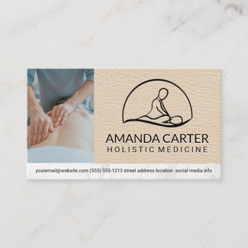 Massage Therapist Logo  Flower Icon Business Card