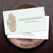 Massage Therapist Logo Henna Lotus Tattoo Hand 5 Business Card at Zazzle