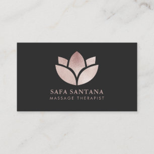 Massage Therapist Lotus Flower Rose Gold Glitter Business Card
