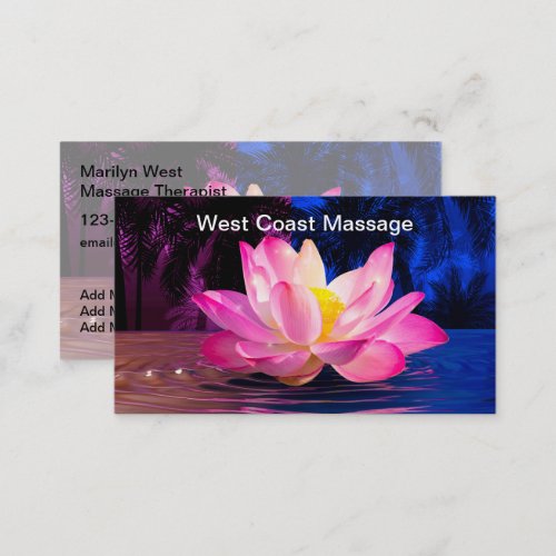 Massage Therapist Lotus Flower Theme Business Card