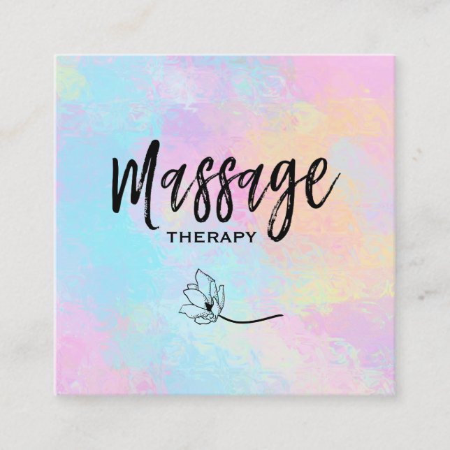 *~* Massage Therapist Massage Therapy Floral Square Business Card (Front)