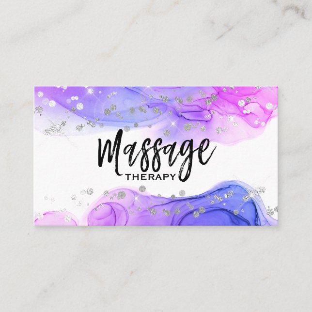 ** Massage Therapist - Massage Therapy Glitter Business Card (Front)