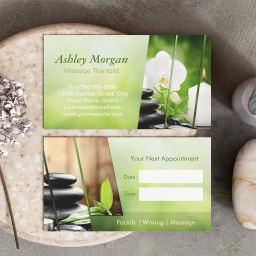 Customizable Massage Therapist Meditation Salon Appointment Business Card Template