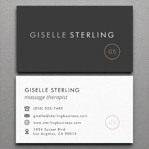 Massage Therapist Minimalist Luxury Black Business Card
