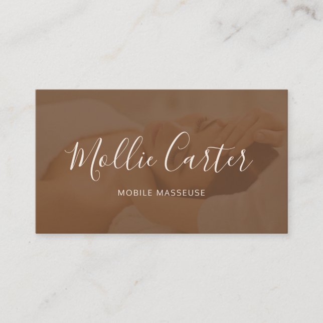 Massage Therapist Mobile Masseuse Calm Brown  Business Card (Front)